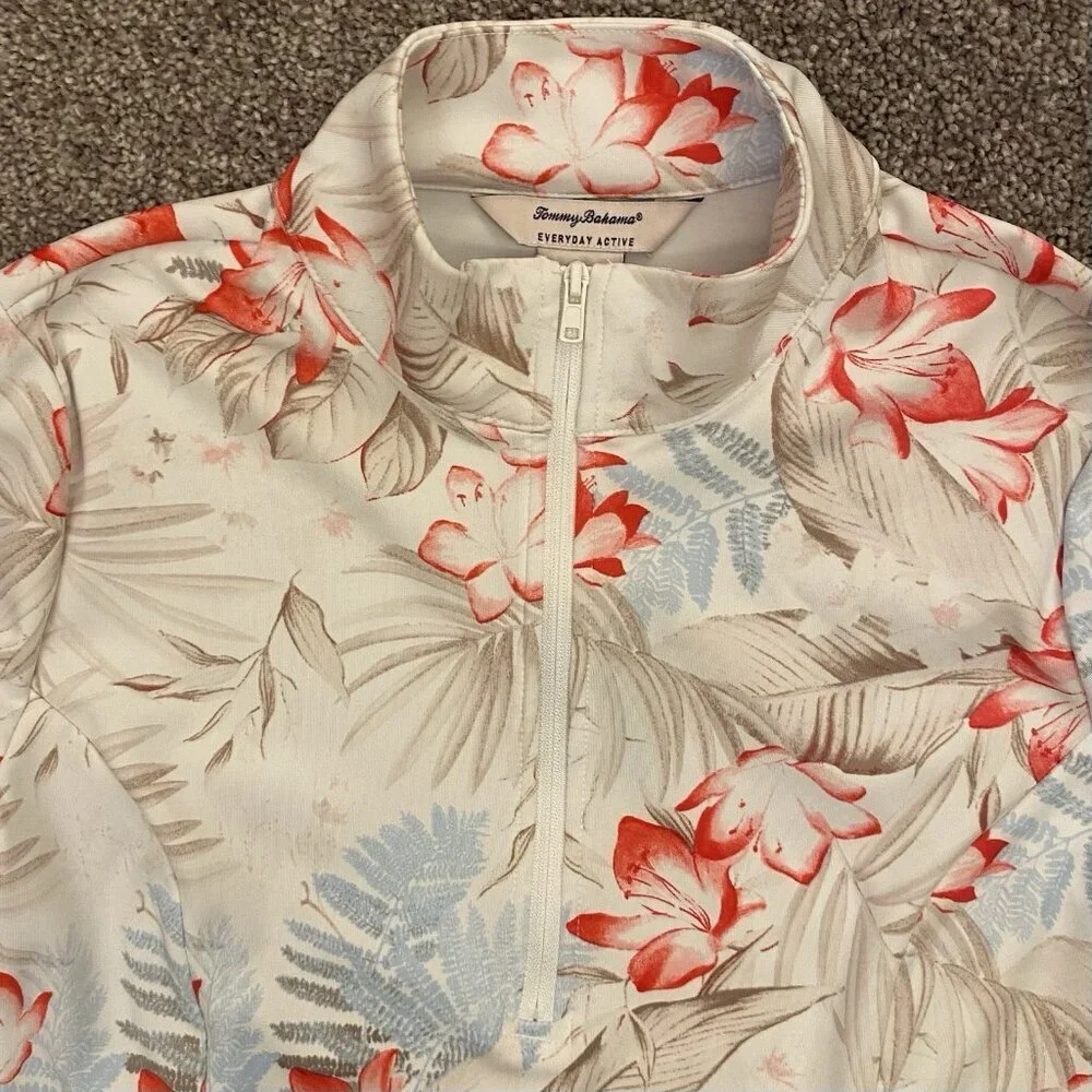 Tommy Bahama Everyday Active Women's 1/2 Zip Jacket Floral Pockets Size M NWT - Picture 3 of 13